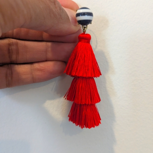 J Crew Red Tassel Earrings - Picture 2 of 2